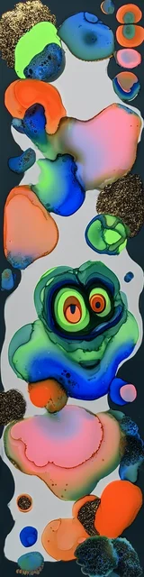 Free abstract bookmark featuring cells with eyes